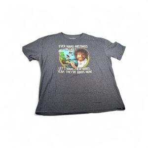 Bob Ross Gray T-Shirt Mistakes - Let's Make Them Birds